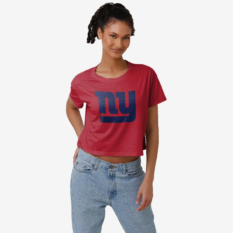 New York Giants Womens Alternate Team Color Crop Top Hooded Caped Shawl Collar