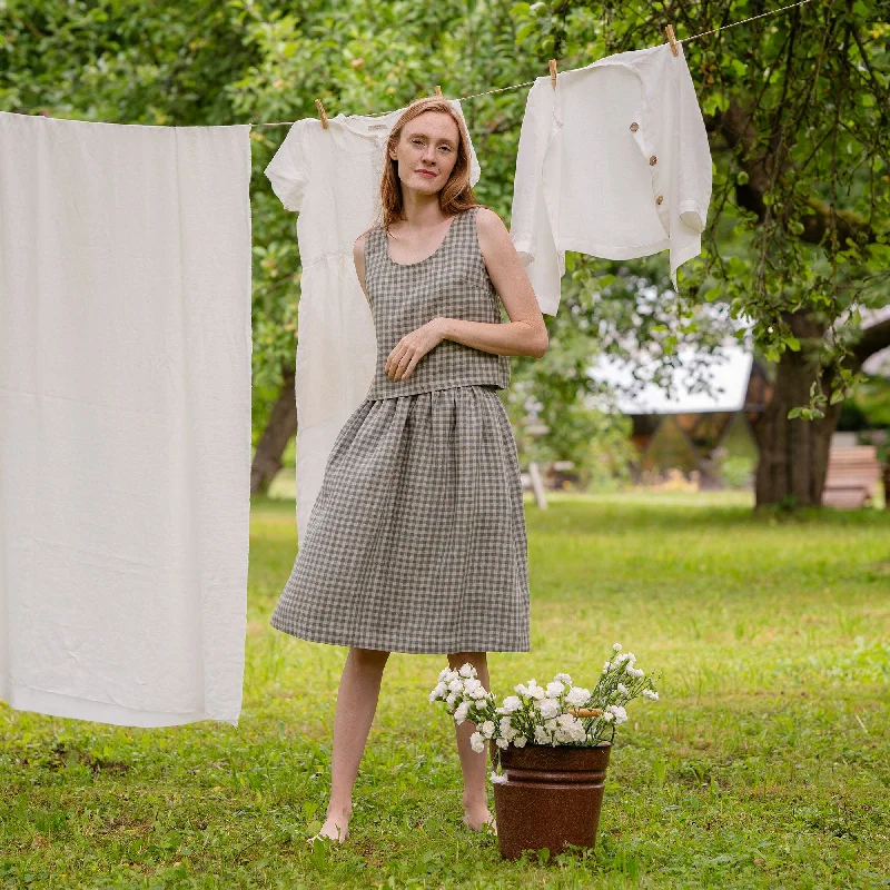 Green Gingham Midi Skirt Sophia lace skirt romantic