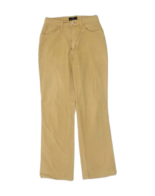 TRUSSARDI Womens Straight Casual Trousers W25 L27 Khaki Cotton Trousers stylish modern