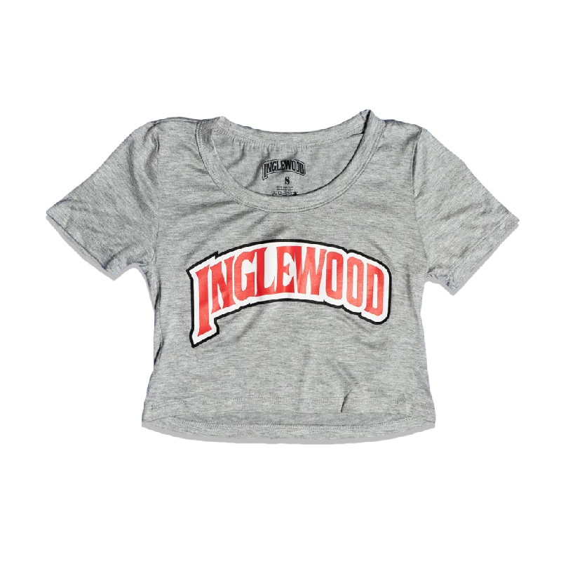 INGLEWOOD CROP TOP GRAY Nylon Fabric Polyester Fabric Spandex Fabric