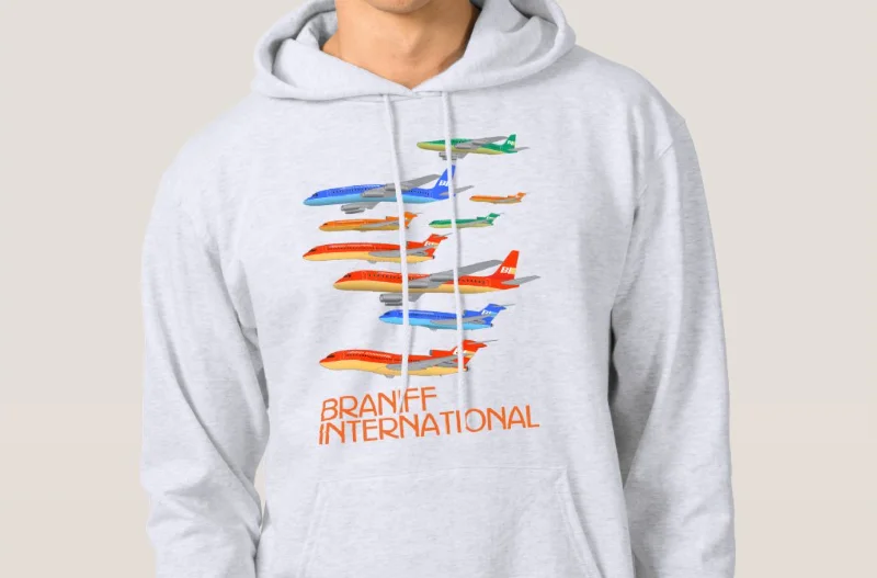 Hoodie Sweatshirt Braniff Boeing 727 and McDonnell Douglas DC-8 Two Tone Fleet Hoodie with Lace Feminine Delicate