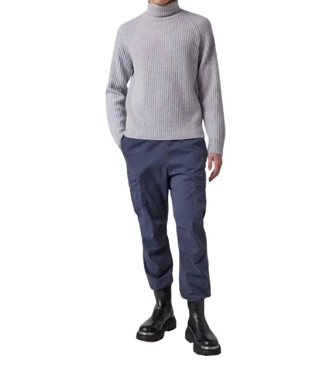 Ettore Turtle Neck Sweater Top In Luna Rock Terry Terry Cloth Terry Knit