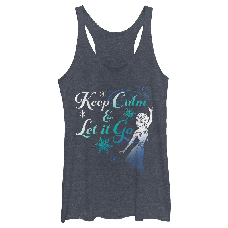 Women's Frozen Elsa Keep Calm Racerback Tank Top solid color tank