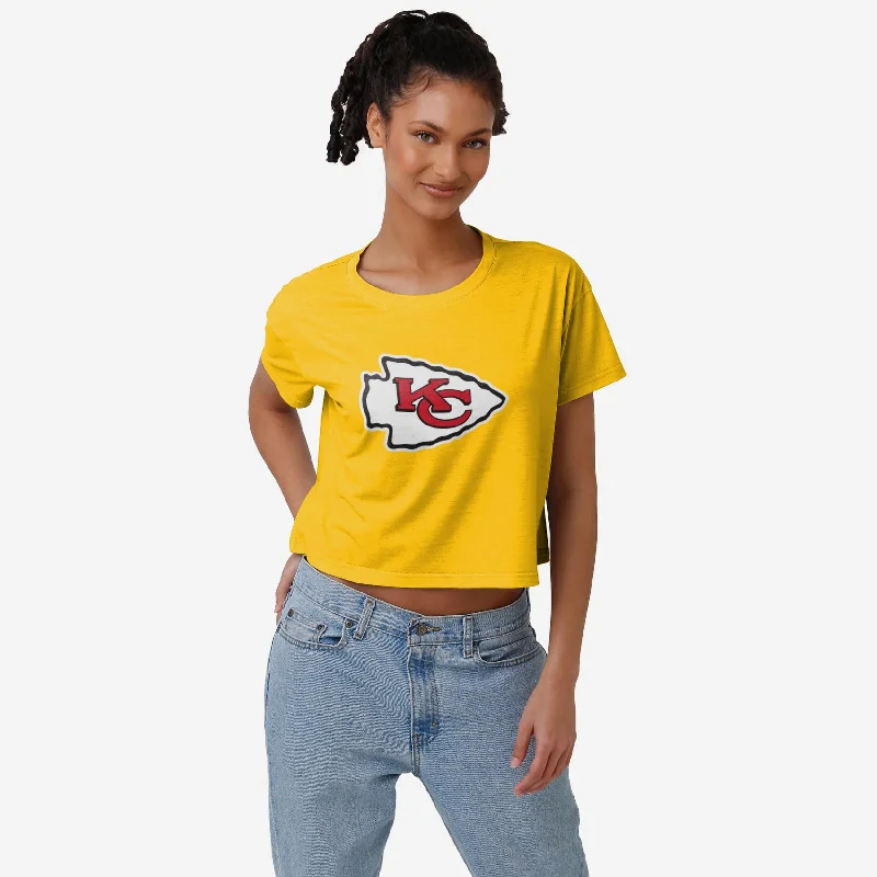 Kansas City Chiefs Womens Alternate Team Color Crop Top Iron Safe Non-Iron Wrinkle Free