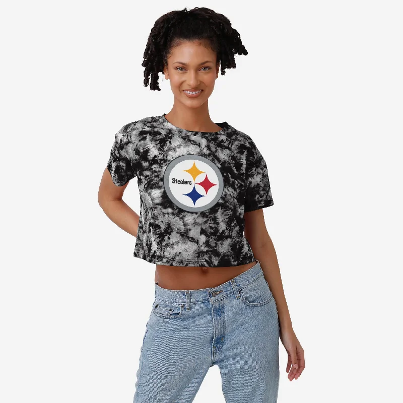 Pittsburgh Steelers Womens Tie-Dye Big Logo Crop Top Anti-Shrink Durable Soft