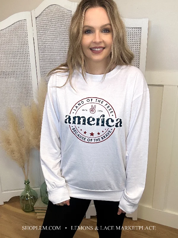 America Land of Free Lightweight Sweater Terry Blend Velvet Blend Canvas Blend