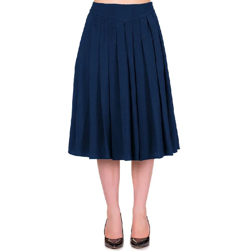 Banned Take a Hike Skirt in Navy satin skirt smooth