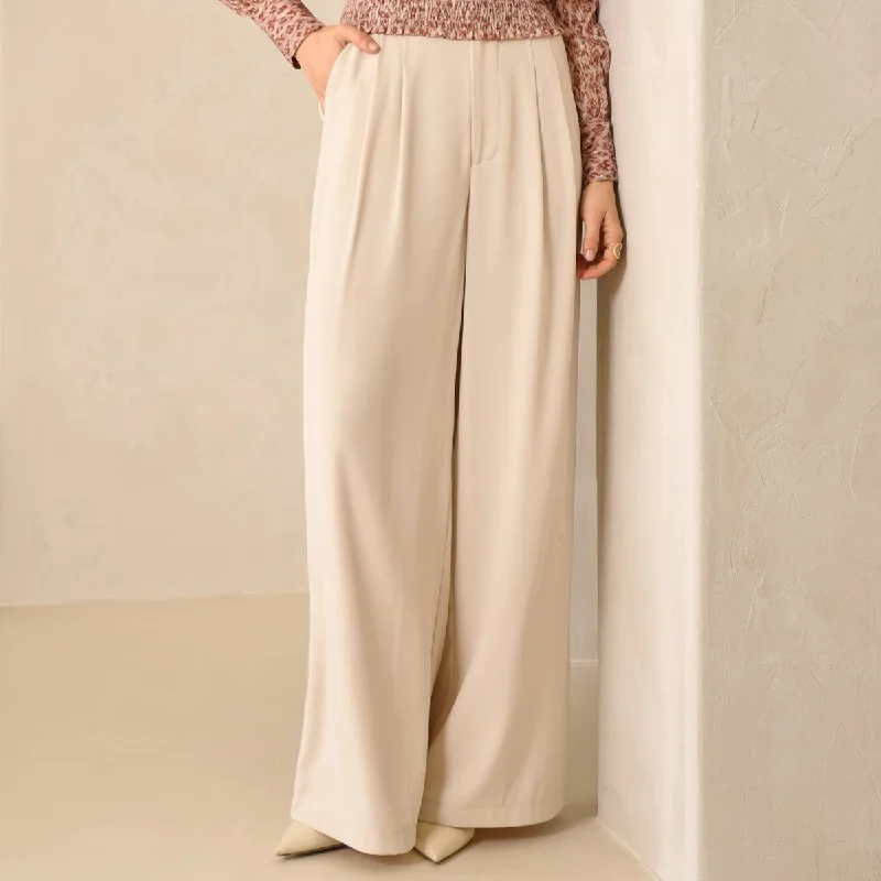 Stanley Wide Leg Trousers | Bone Trousers Striped Patterned