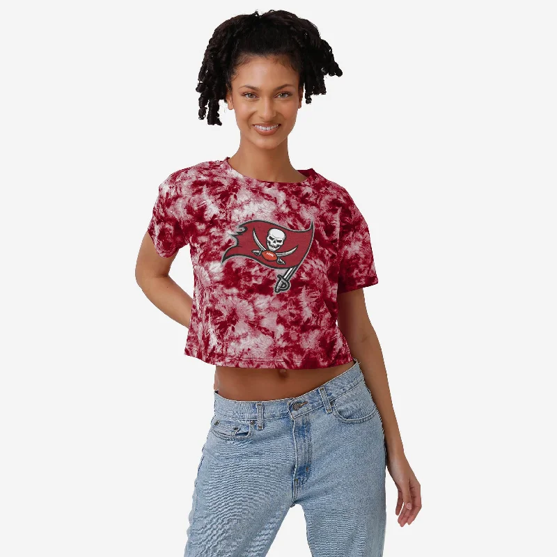 Tampa Bay Buccaneers Womens Tie-Dye Big Logo Crop Top Terry Blend Velvet Blend Canvas Blend