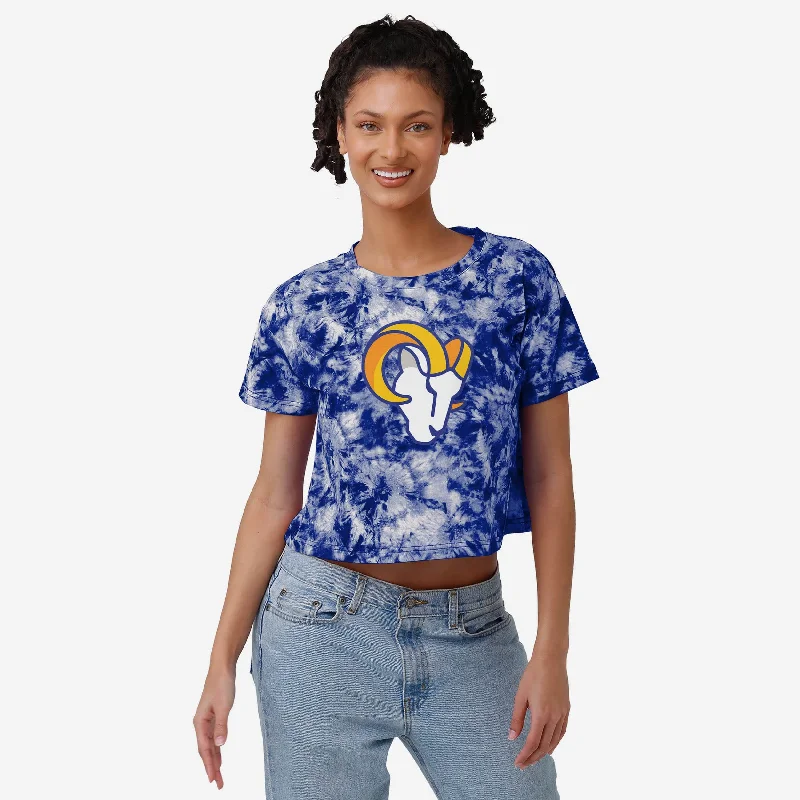 Los Angeles Rams Womens Tie-Dye Big Logo Crop Top Mesh Fabric Canvas Fabric Denim Fabric