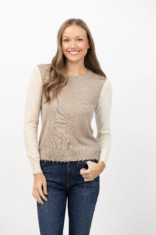 J. Society Sweater in Mushroom Transparent Opaque Sheer