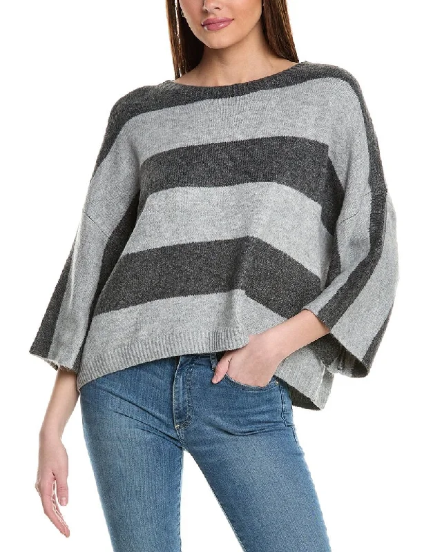 Vince Camuto Wide Stripe Sweater Glossy Satin Silk