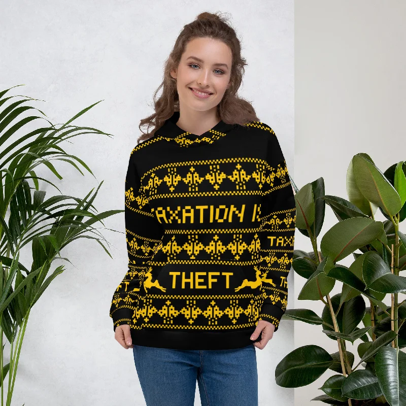 Taxation is Theft Ugly Christmas Sweater Unisex Hoodie Layered Multi-layer Single Layer