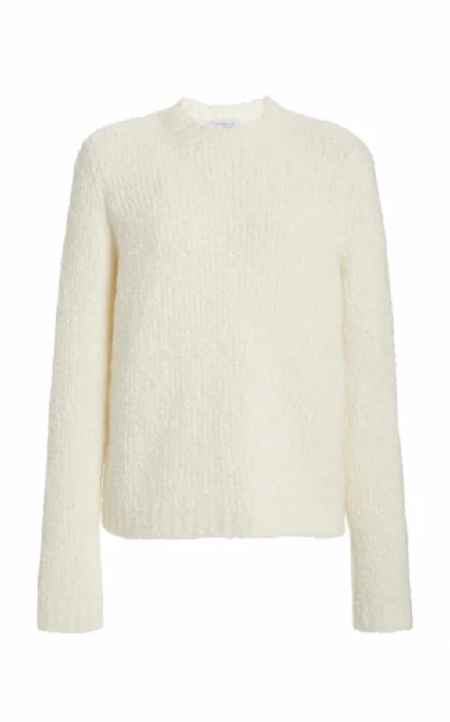 Philippe Knit Sweater in Ivory Cashmere Silk Boucle Stylish Fashionable Trendy