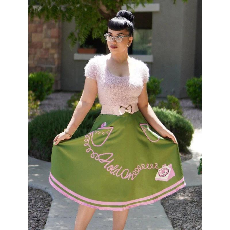 Kissing Charlie Hold On Circle Skirt in Green and Pink cashmere skirt soft