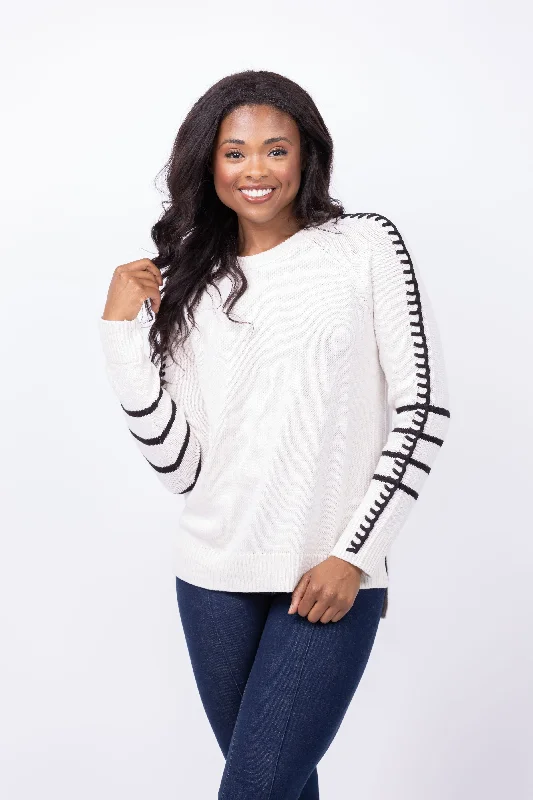 Nic + Zoe Dashing Down Sweater in Cream Multi Velvet Chenille Corduroy