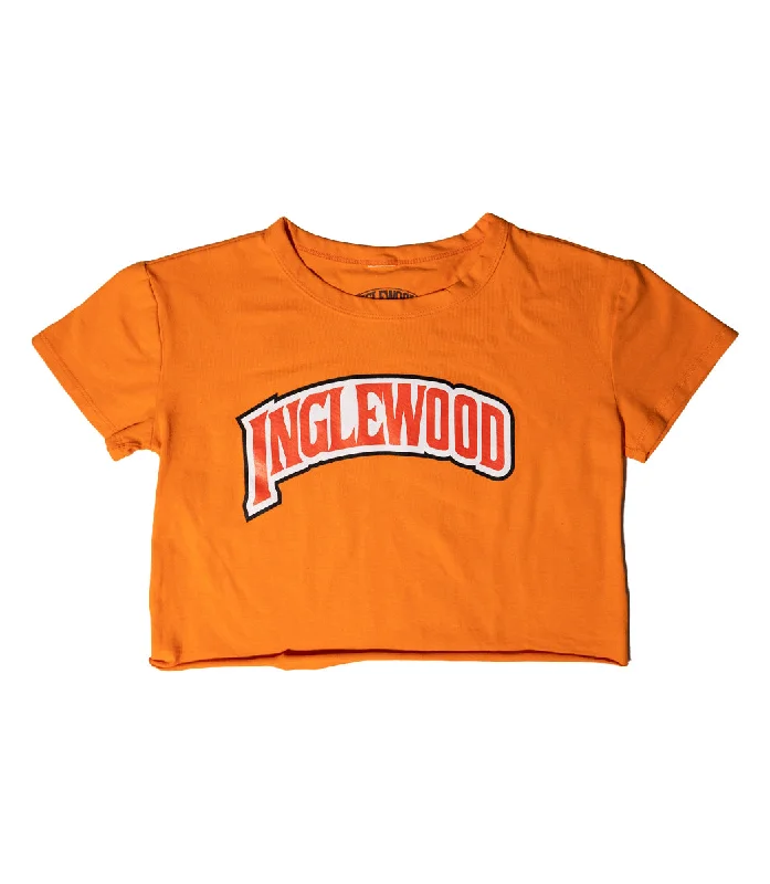 Inglewood Crop Top Orange Knit Fabric Woven Fabric Fleece Fabric