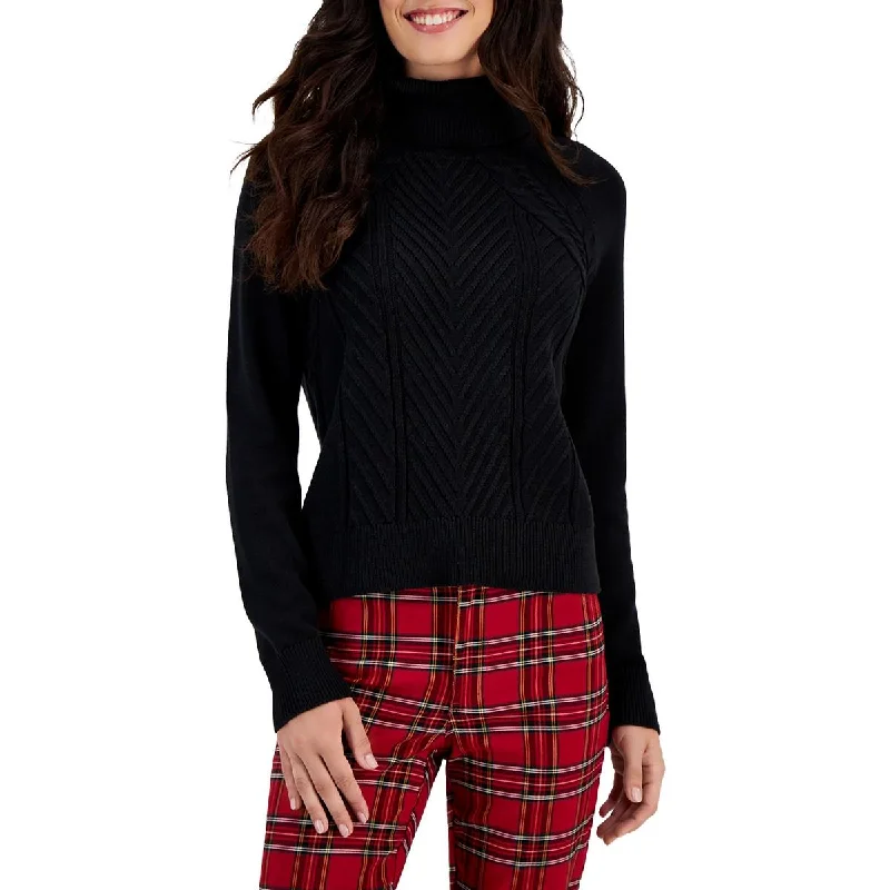 Womens Cable Knit Cozy Turtleneck Sweater Layered Multi-layer Single Layer