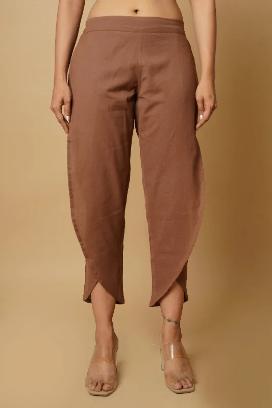 Dark Brown Women's Tulip Trousers Trousers Bootcut Casual