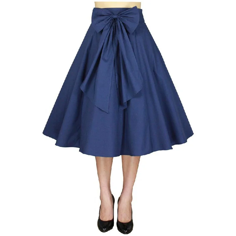 Betty Bow Circle Skirt in Navy patchwork skirt art