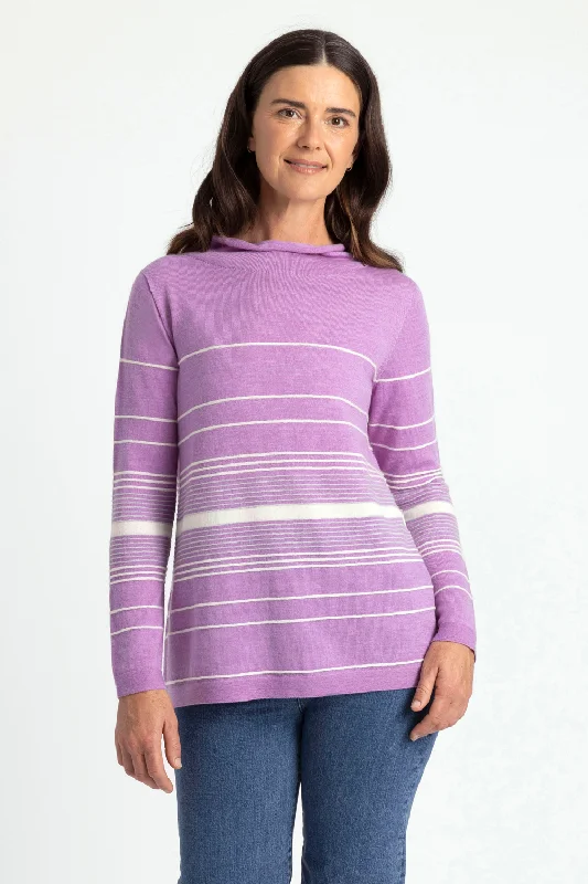 STRIPE SWEATER Silk Blend Satin Velvet