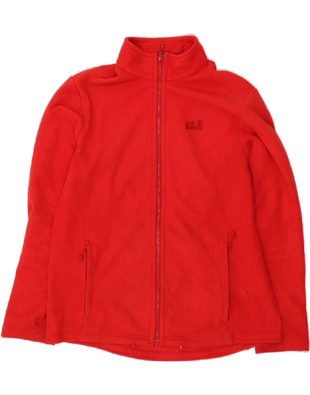JACK WILLS Womens Fleece Jacket UK 48 2XL Red Polyester V-Neck Jacket Boat Neck Jacket Square Neck Jacket