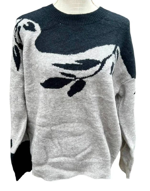 Women's Elise Color Block Sweater In Grey/black Fitted Loose Oversized