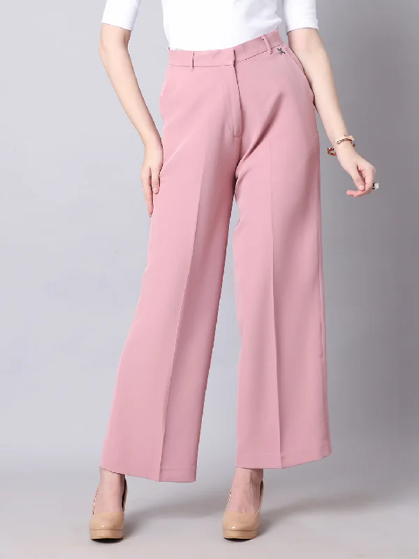 Dusty Pink Blended Empowered Chic Wide Leg Trouser Trousers Review Highly