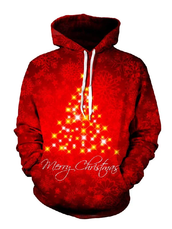 Merry Christmas Pullover Art Hoodie Hoodie with Hem Fringe Bohemian Relaxed