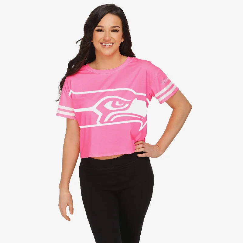 Seattle Seahawks Womens Highlights Crop Top Iron Safe Non-Iron Wrinkle Free