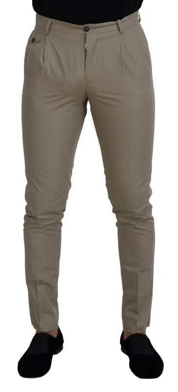 Stunning Beige Italian Cotton Trousers Trousers Gym Athletic