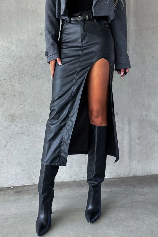 Hazel Blues® |  Slit Midi Skirt with Pockets denim skirt classic