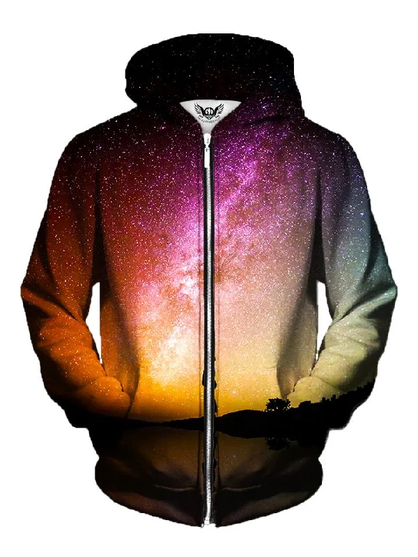 Reflection Rainbow Galaxy Zip-Up Hoodie Hoodie with Pastel Soft Subtle