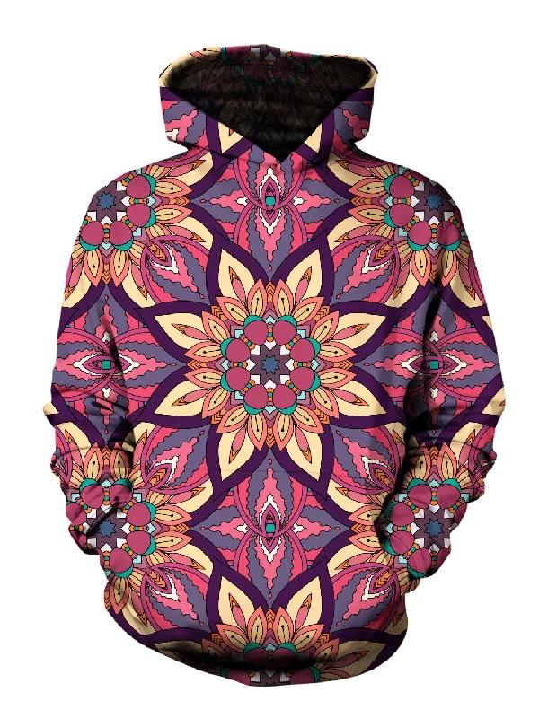 Summer Lover Retro Flower Mandala Pullover Hoodie Hoodie with Snap Buttons Easy Quick