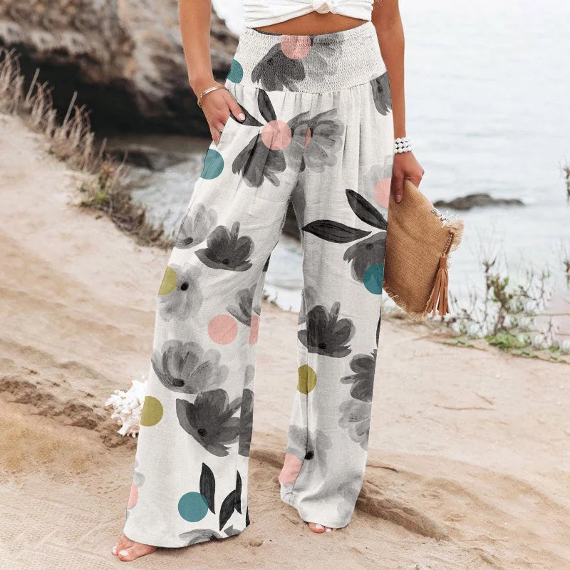 Printed Loose Trousers Trousers Summer Linen