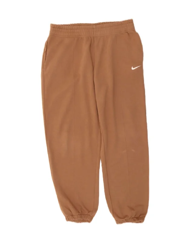 NIKE Womens Tracksuit Trousers Joggers Large  Brown Cotton Trousers Travel Practical