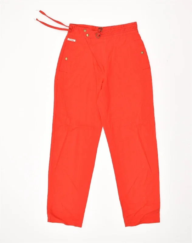 VINTAGE Womens Straight Casual Trousers W26 L28 Red Cotton Trousers fashionable chic