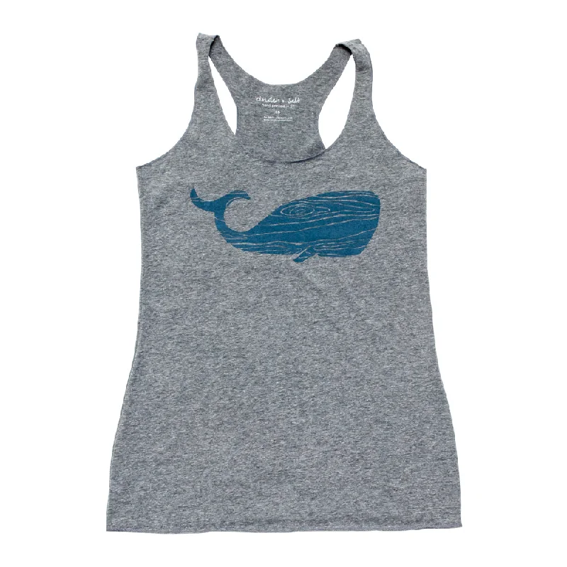 Wood Grain Whale Ladies Racerback Tank lime green tank