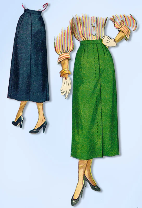 1940s Original Vintage Simplicity Pattern 2624 Simple to Make Misses Skirt 26 W wool skirt thick