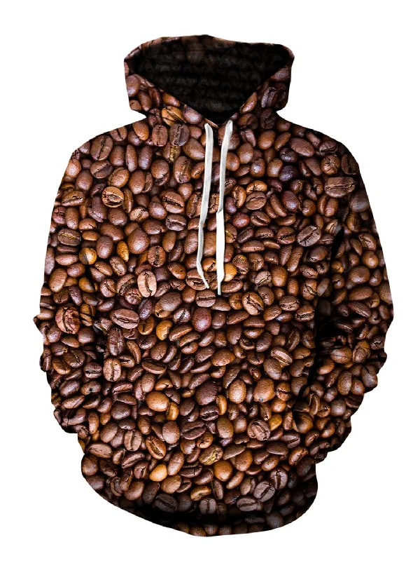 Aroma Coffee Bean Pullover Hoodie Hoodie with Front Slit Layering Stylish