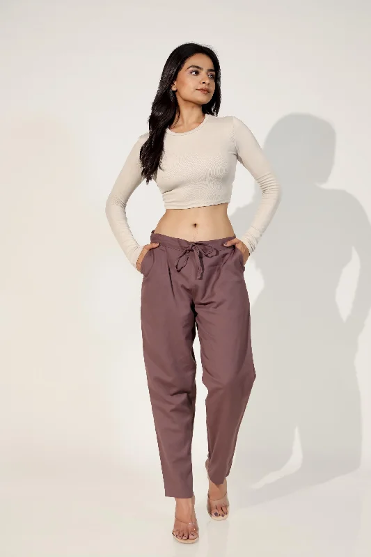 Burgundy Women's Narrow Trousers Trousers versatile all-occasion