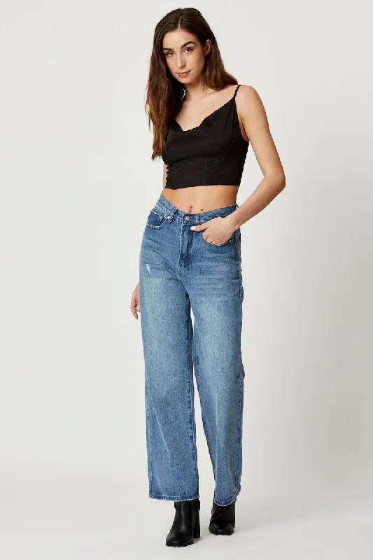 Black Satin Cowl Neck Crop Top Machine Wash Dry Clean Hand Wash