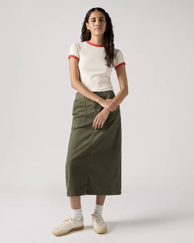 Surplus Skirt in Olive Night corduroy skirt textured