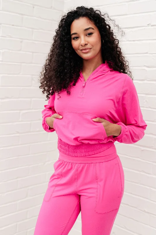 Hazel Blues® |  Morning Run Half Zip Hoodie in Sonic Pink Hoodie Dress Longline Feminine