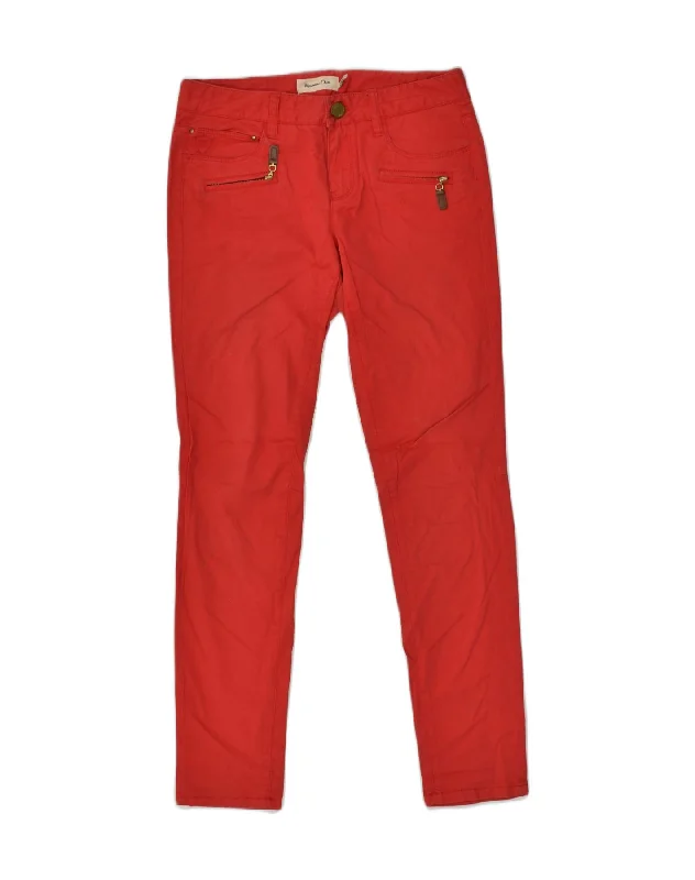 MASSIMO DUTTI Womens Slim Casual Trousers EU 36 Small W30 L30 Red Cotton Trousers Recommended Stylist