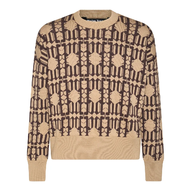 Palm Angels Sweaters Beige Stretchy Elastic Breathable