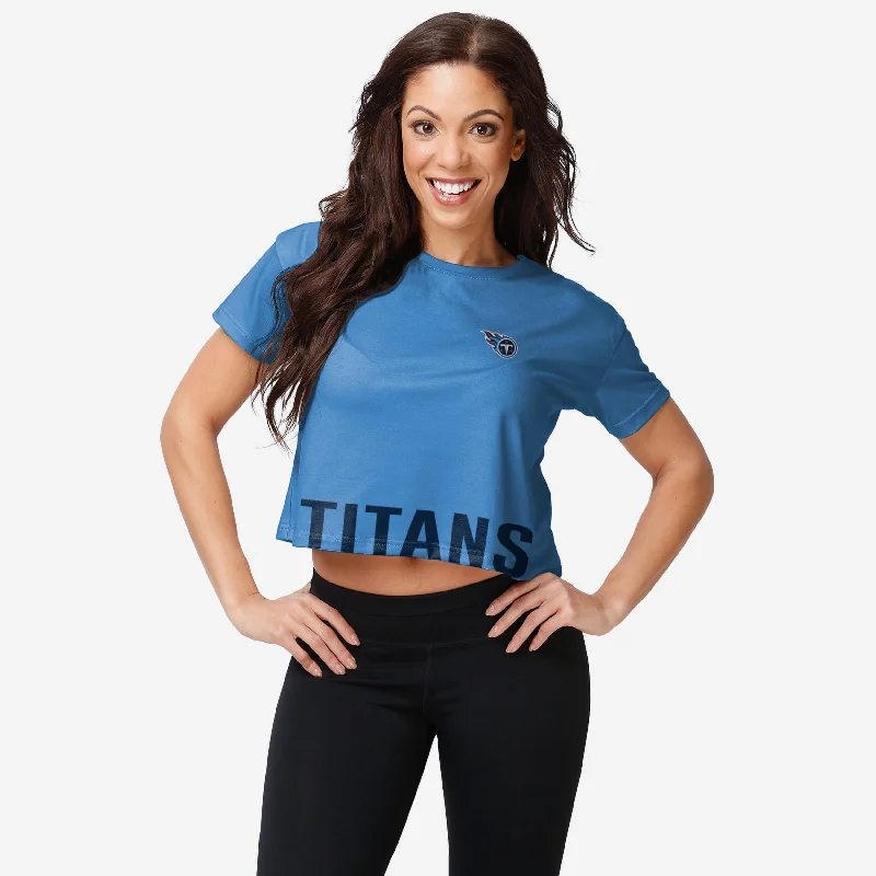 Tennessee Titans Womens Bottom Line Crop Top Wool Fabric Cashmere Fabric Tweed Fabric