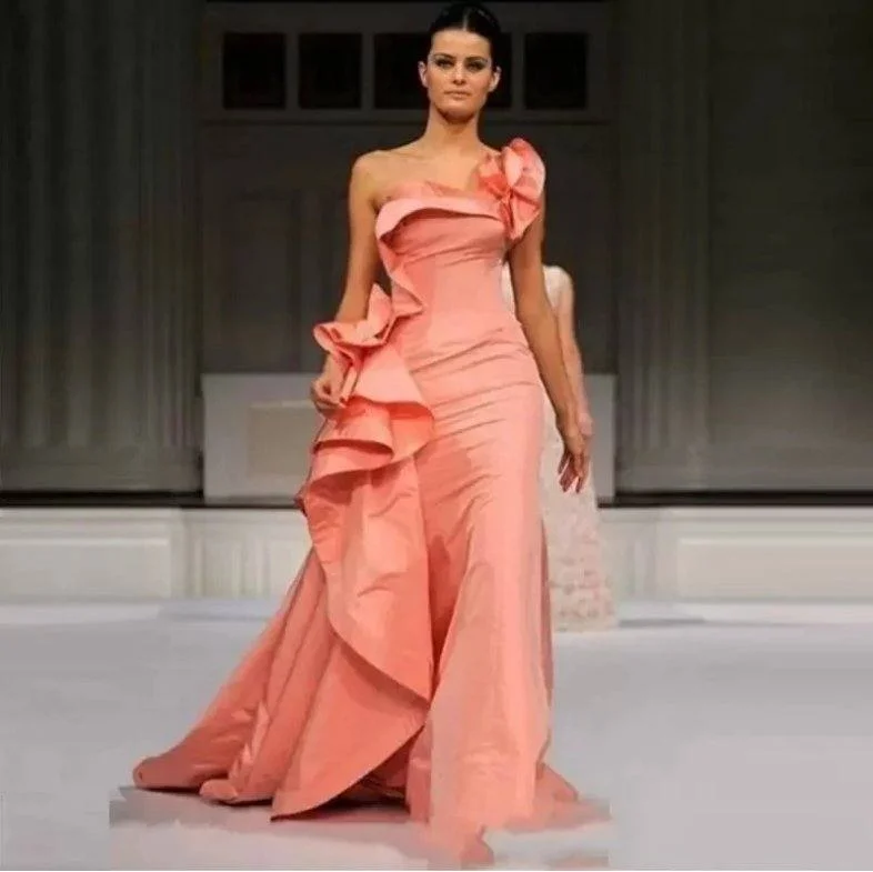 Pink Evening Dresses A-line Strapless Floor Length Long Turkey Dubai Saudi Arabic Evening Gown Prom Dresses Tunics Timeless classic