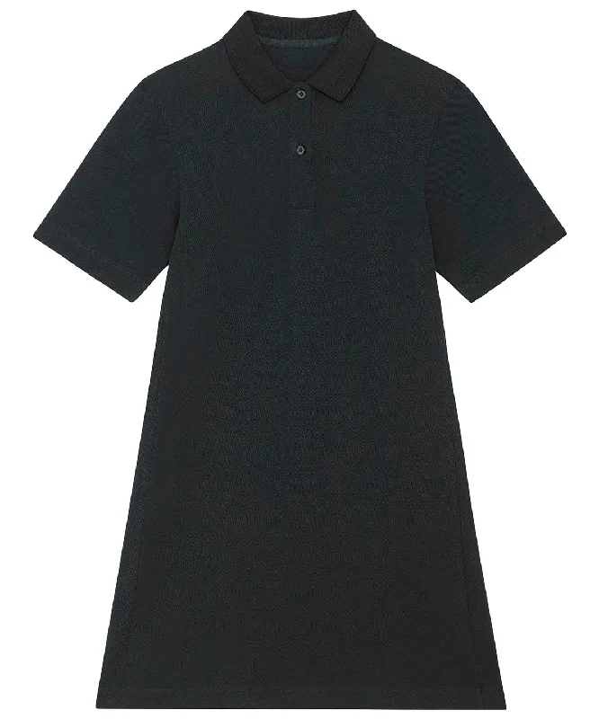 Black - Stella Paiger women's piqué polo dress (STDW162) Tunics Fall fleece