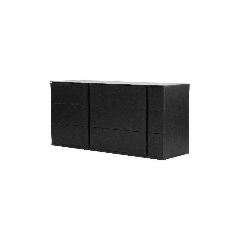 Carbon Double Dresser Black Textured / Soft Closing Drawers Boatneck Modish Everyday Carbon Double Dresser Black Textured / Soft Closing Drawers Boatneck Modish Everyday